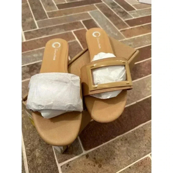 Journee Collection Tan Clair Slides Size 7.5 NWB - Picture 1 of 4